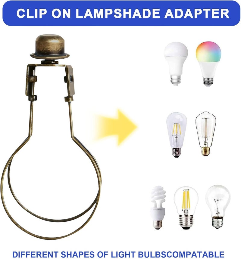 OMOBANU Antique Bronze Clip on Lampshade Adapter, Lamp Shade Light Bulb Holder Includes Lamps Finials, Lampshade Levellers, Clip on Lamp Shade, Metal Shade Decorative Holder Furniture Lighting - Image 3